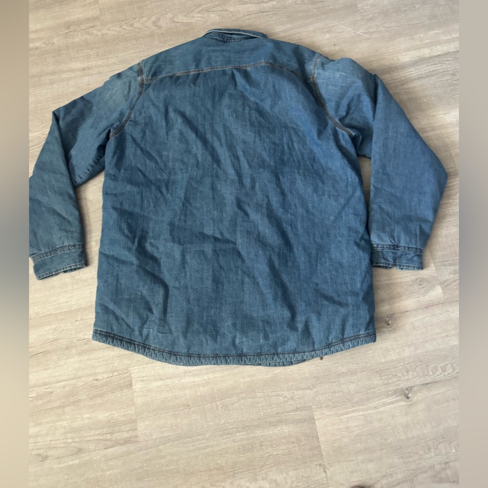 LL Bean Trucker Shacket Men's L-Tall Denim Sherpa Lined Chore Shacket Farmer Ag - Picture 9 of 13